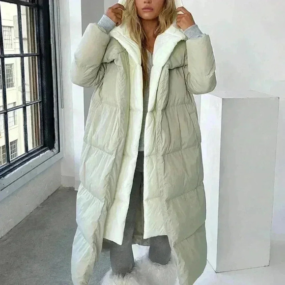 Multicolor Casual Women's Color Block Hooded Long Coat - Picture 3 of 6